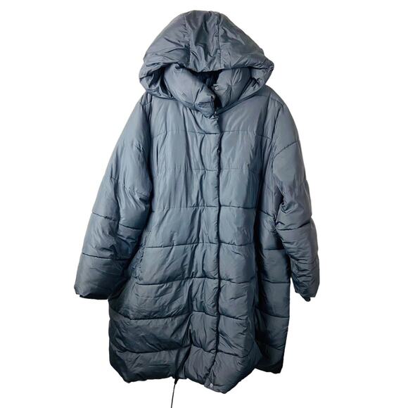 Ellos Womens Black Puffer Hooded Zip Up Long Jacket Quilted Plus Size 32 - Picture 1 of 10